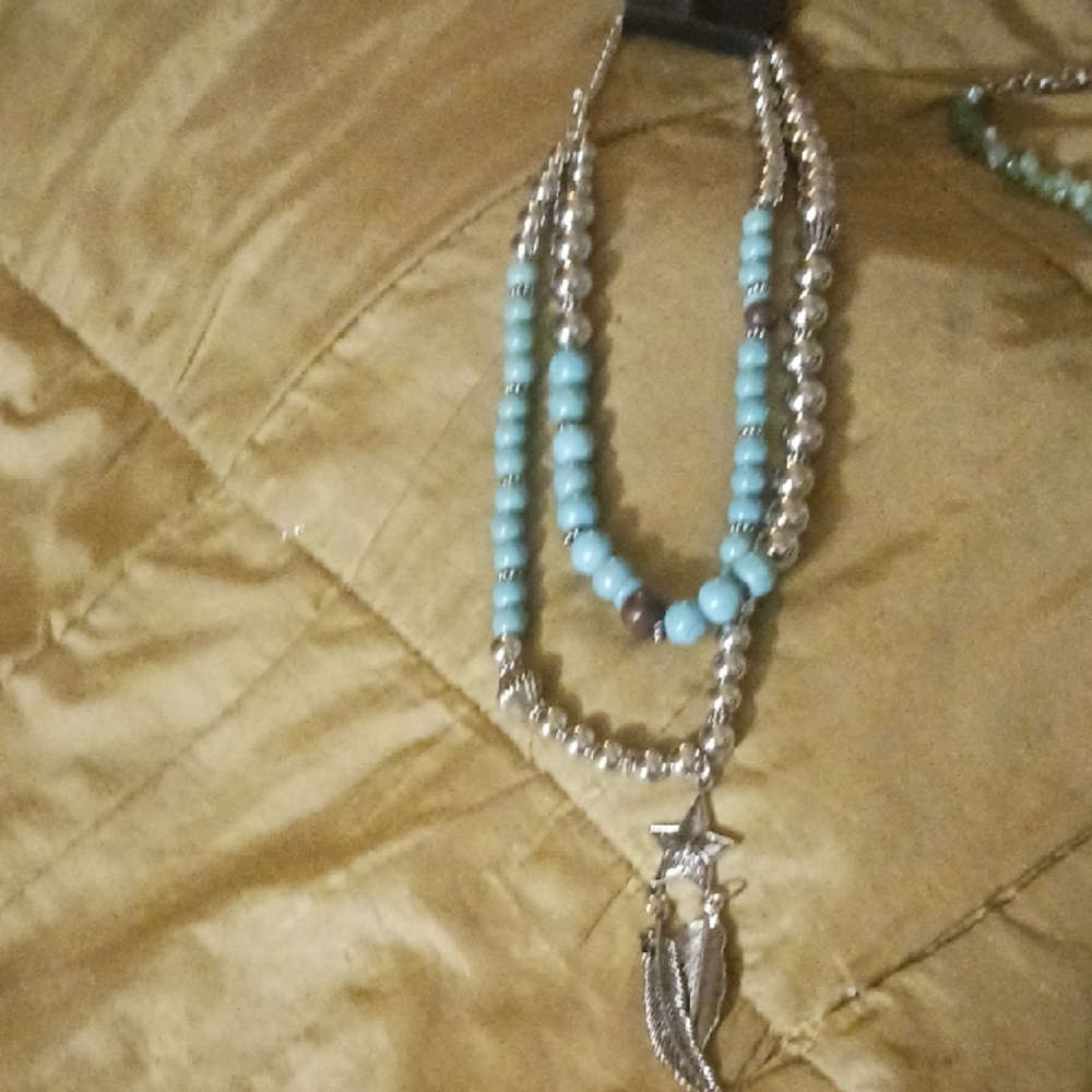 Elegant Silver and Blue Beaded Necklace
